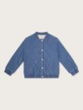 Monsoon Kids' Denim Quilted Bomber Jacket, Blue