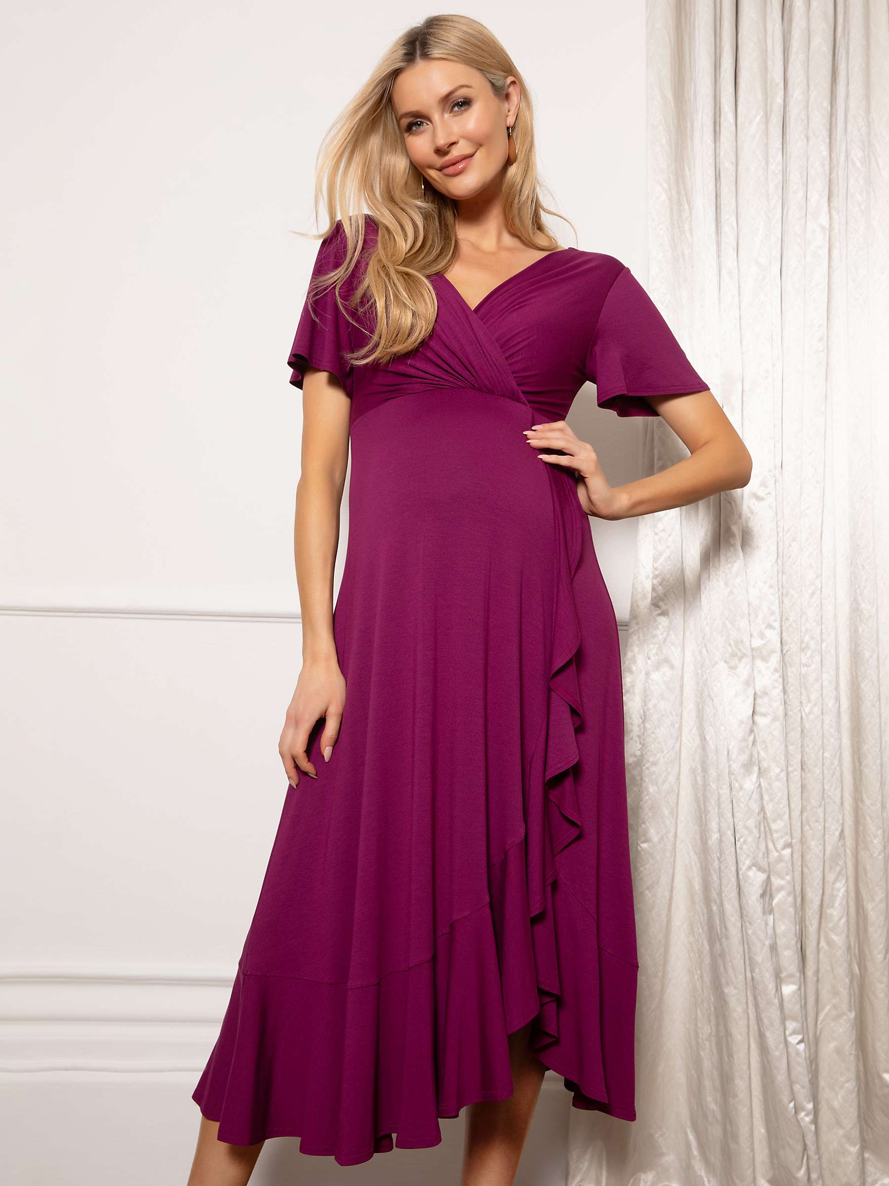 Buy Tiffany Rose Maternity Waterfall Midi Dress, Plum Wine Online at johnlewis.com