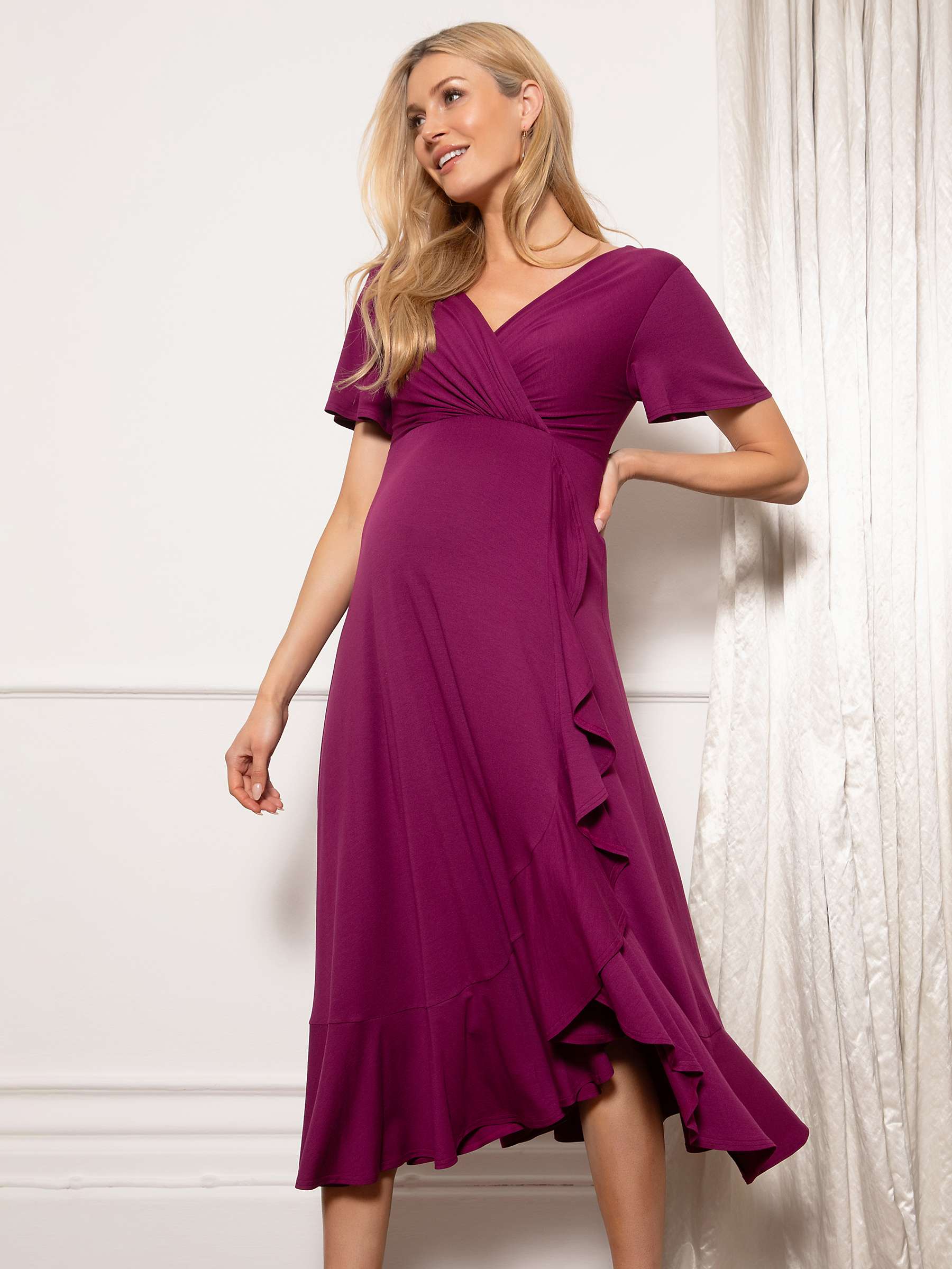 Buy Tiffany Rose Maternity Waterfall Midi Dress, Plum Wine Online at johnlewis.com