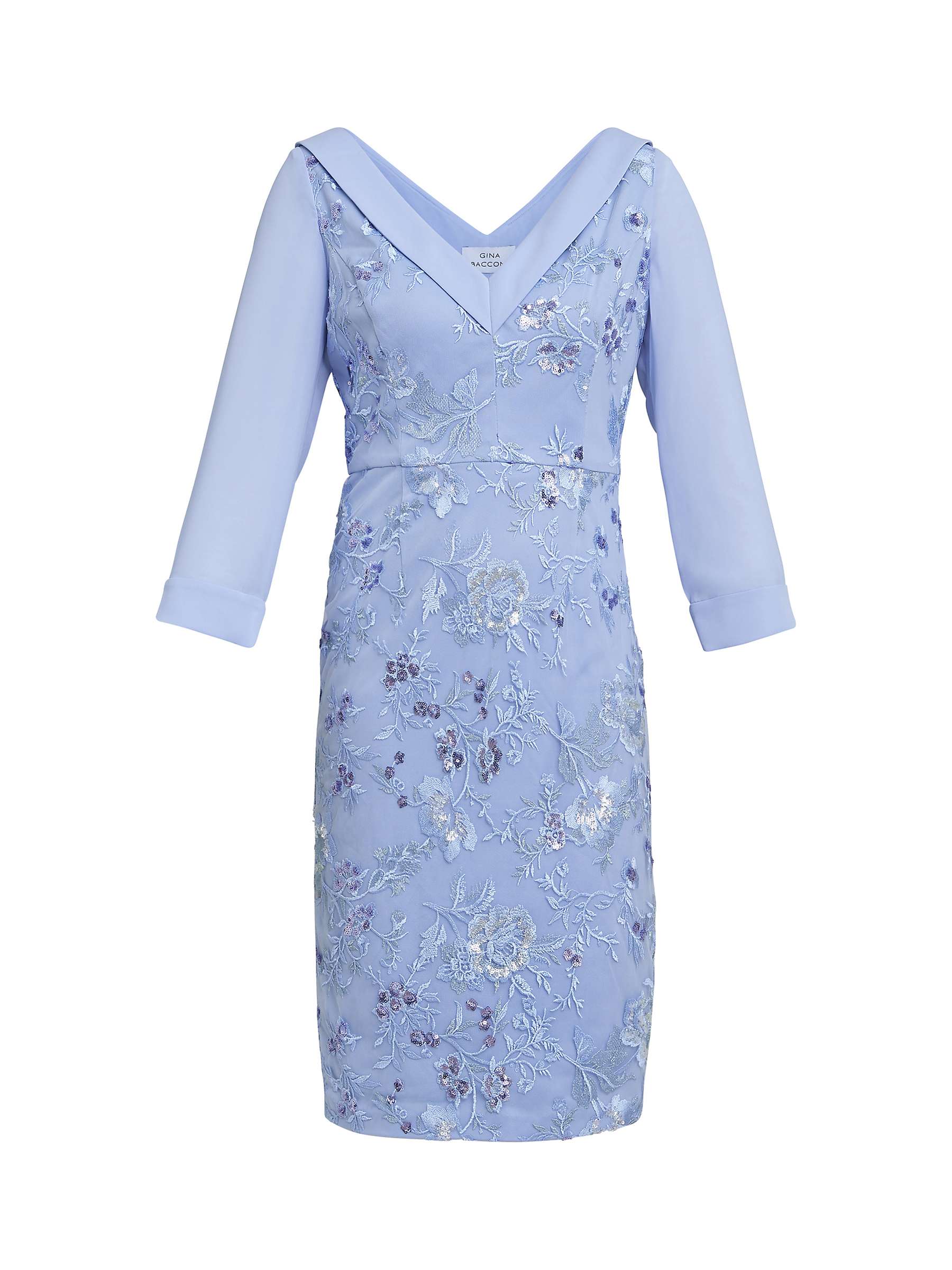 Buy Gina Bacconi Daisy Embroidered Crepe Dress, Nordic Blue Online at johnlewis.com