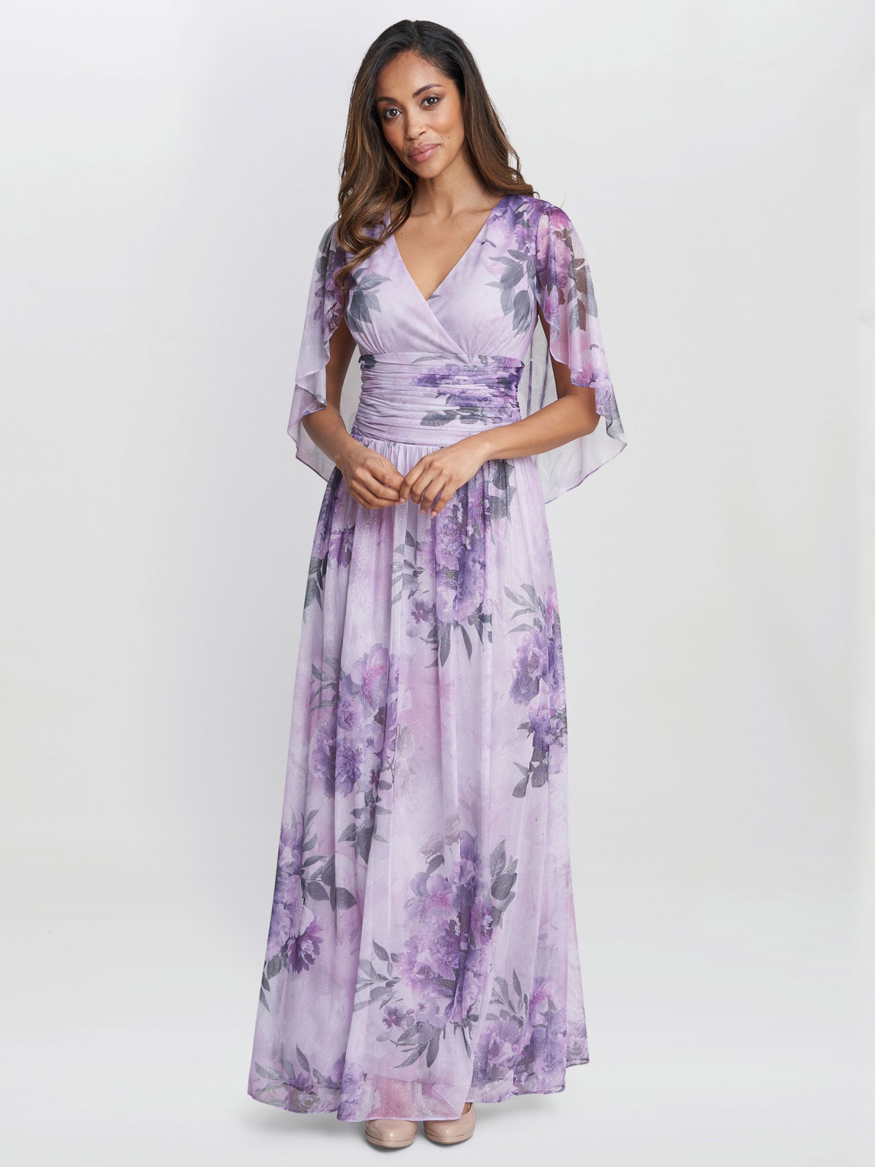 Buy Gina Bacconi Caroline Overlay Sleeves Maxi Dress, Multi Online at johnlewis.com