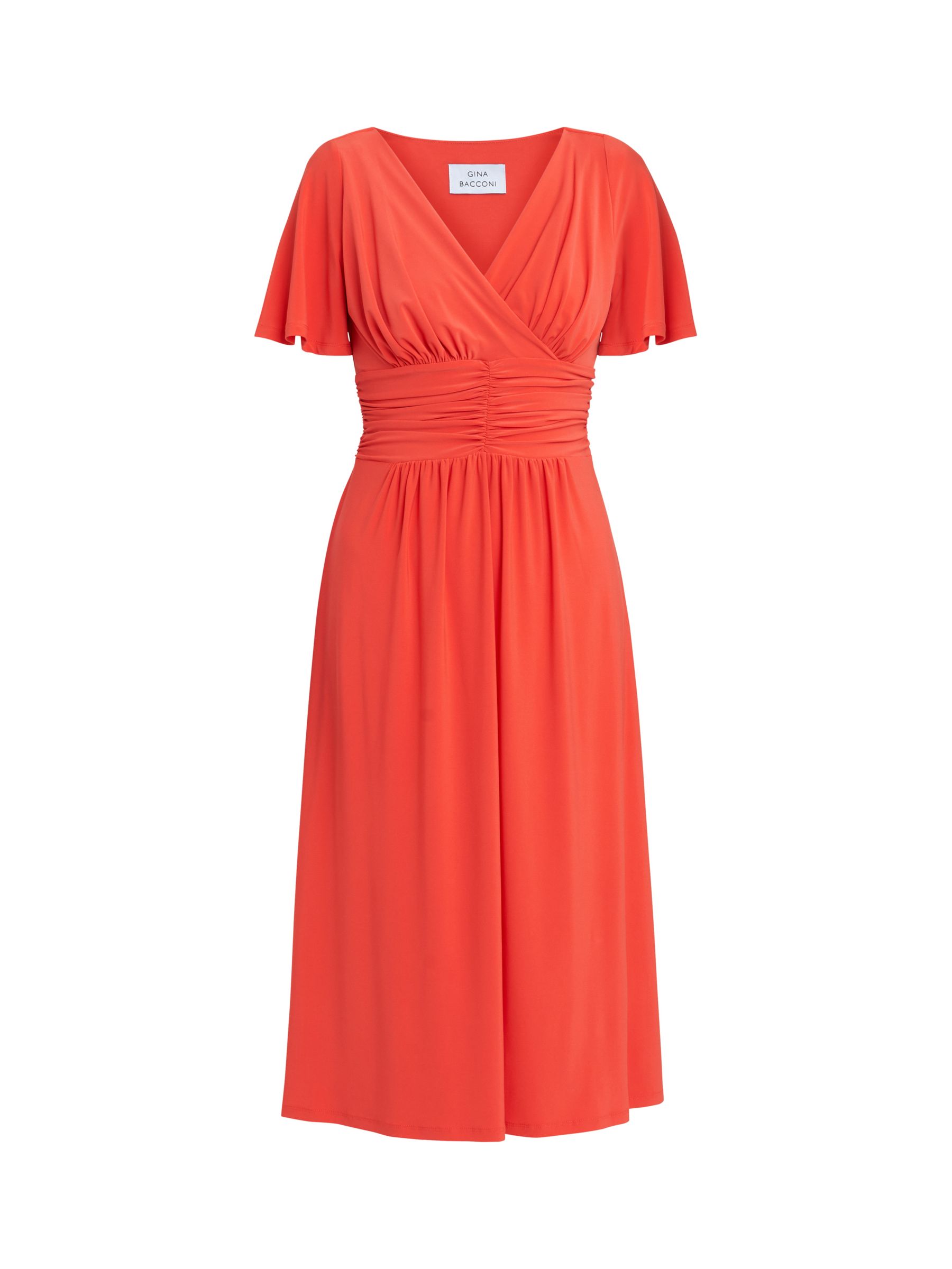 Gina Bacconi Frieda Midi Jersey Dress, Orange, 8