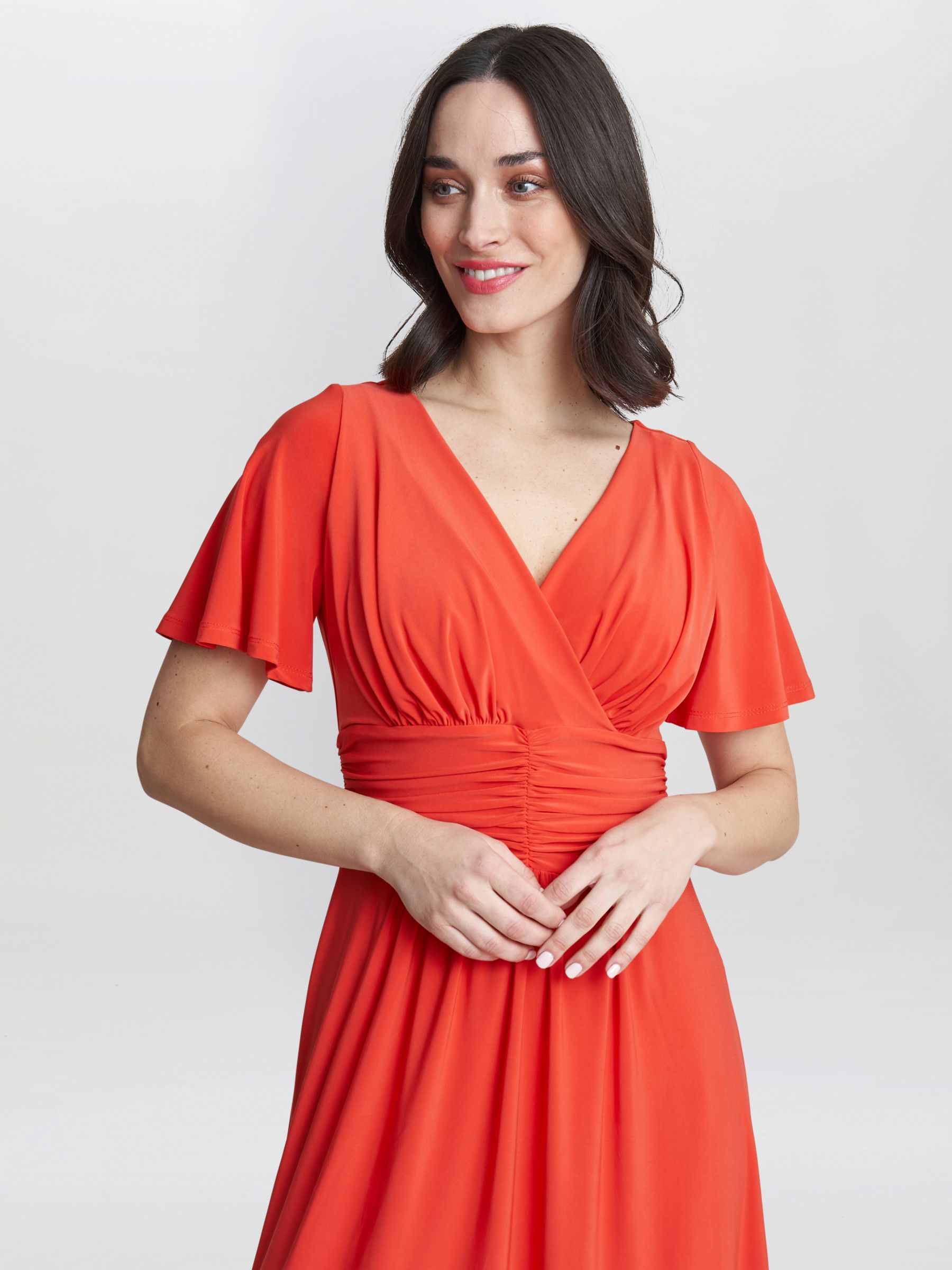 Gina Bacconi Frieda Midi Jersey Dress, Orange, 8