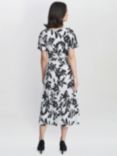 Gina Bacconi Gabriella Floral Midi Jersey Dress, Off White/Black