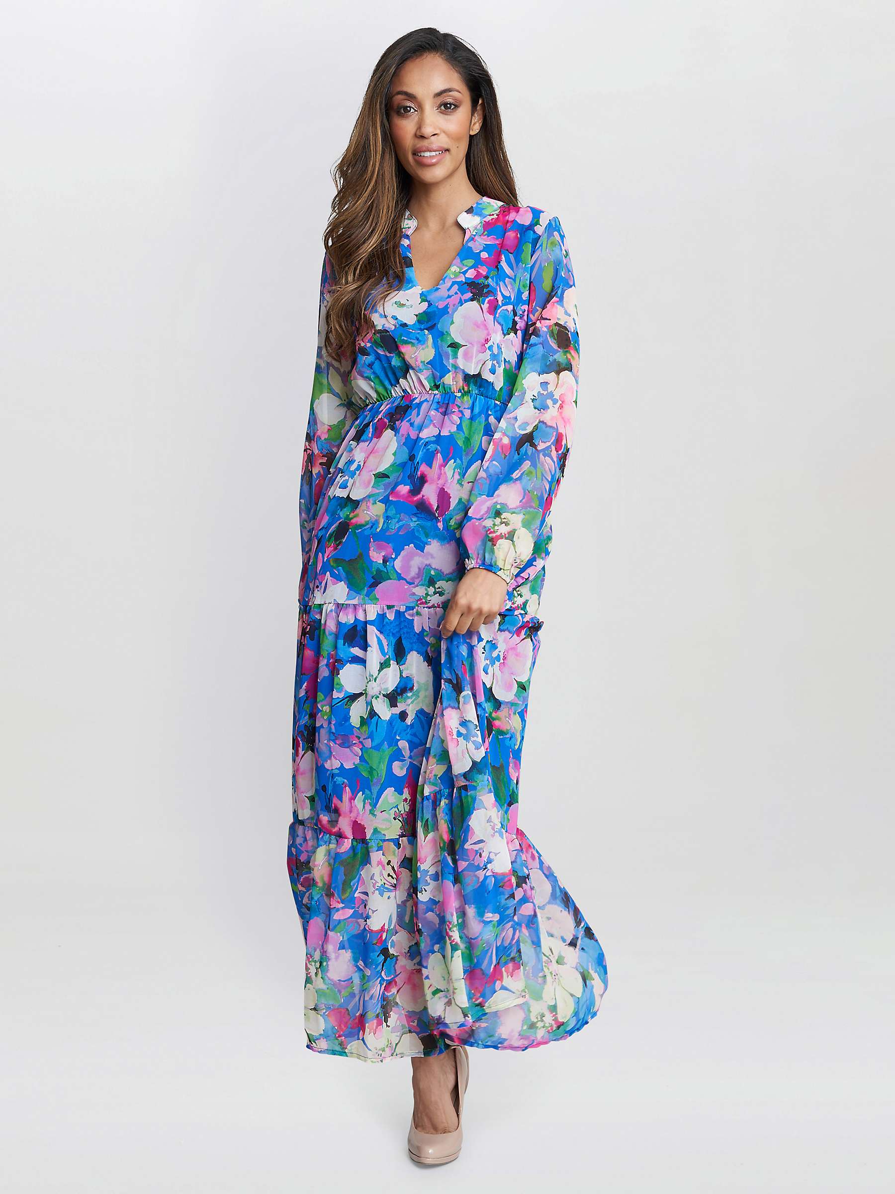 Buy Gina Bacconi Iona Stand Collar Floral Maxi Dress, Multi Online at johnlewis.com