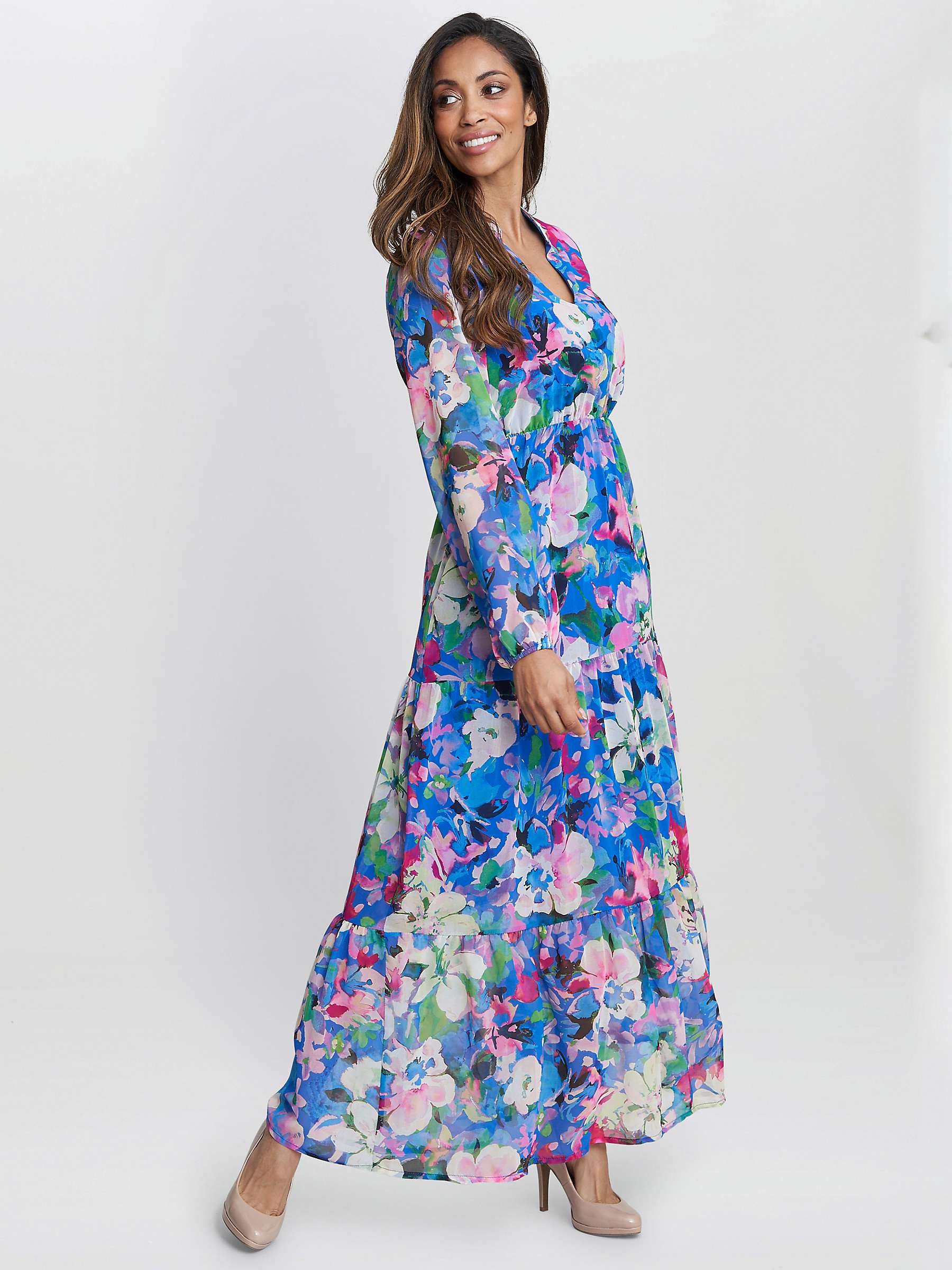 Buy Gina Bacconi Iona Stand Collar Floral Maxi Dress, Multi Online at johnlewis.com