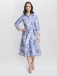 Gina Bacconi Lauren Floral Jacquard Midi Shirt Dress, Blue/Multi