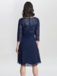 Gina Bacconi Petite Thandie Embroidered Bodice Dress, Navy