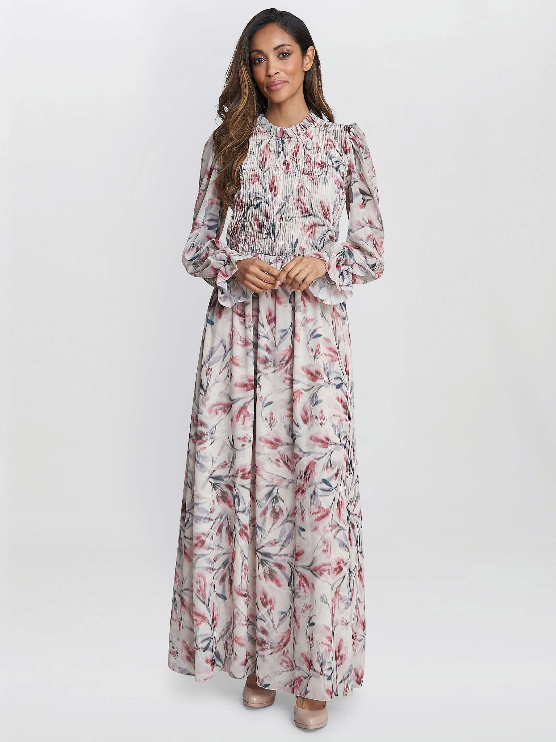 Buy Gina Bacconi Thea Floral Maxi Dress, White/Multi Online at johnlewis.com