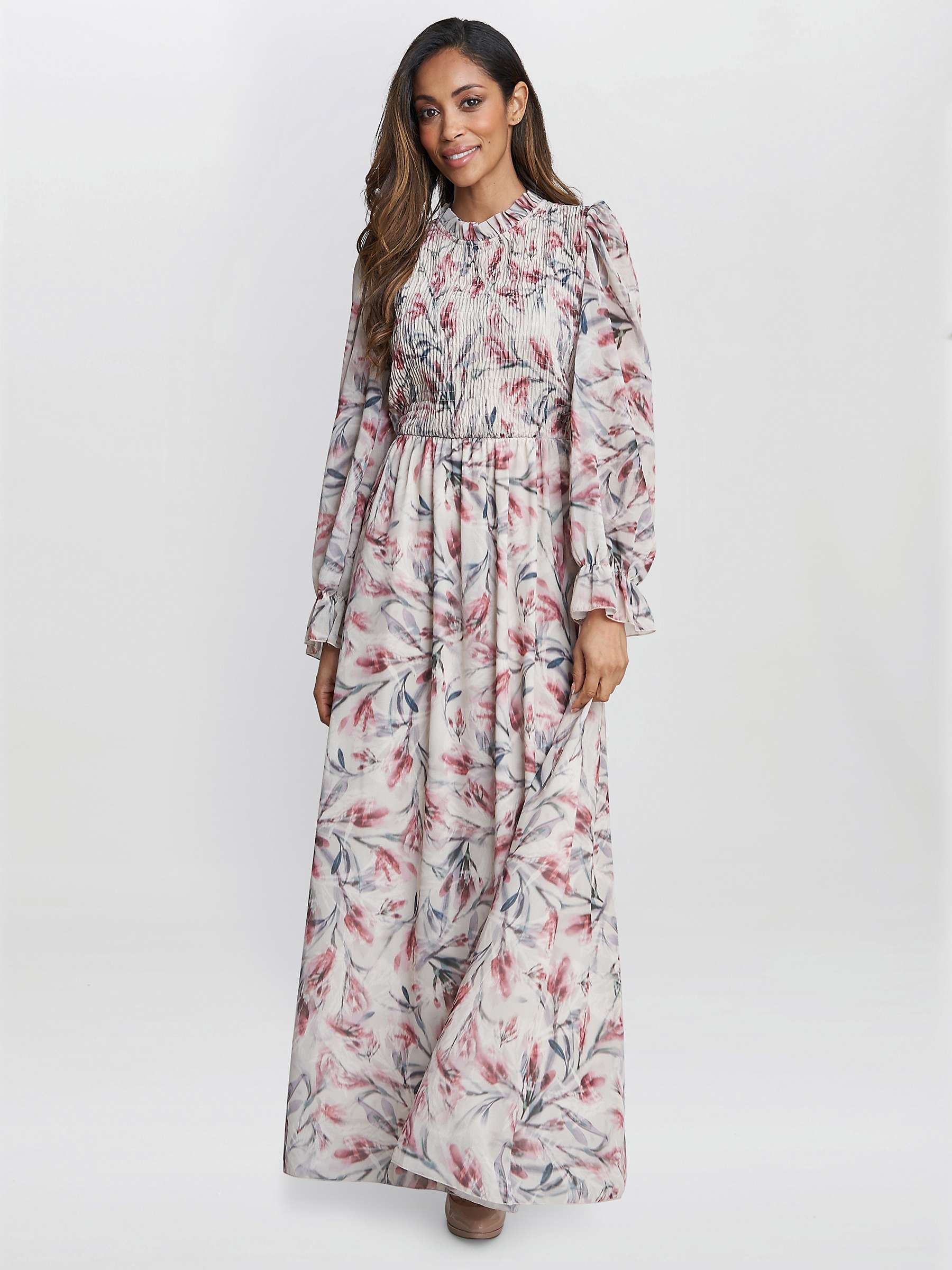 Buy Gina Bacconi Thea Floral Maxi Dress, White/Multi Online at johnlewis.com