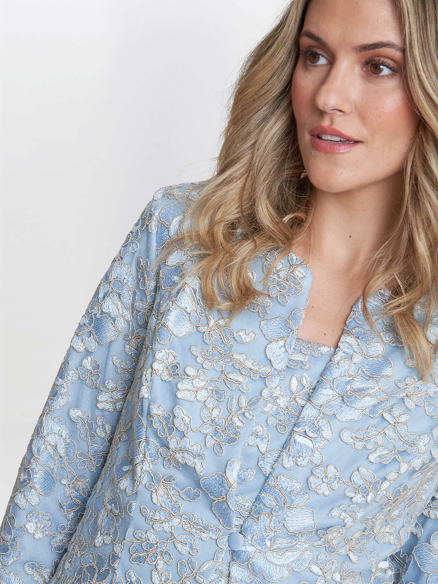 Buy Gina Bacconi Joyce Embroidered Lace Jacket And Midi Dress, Light Blue Online at johnlewis.com