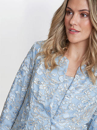 Gina Bacconi Joyce Embroidered Lace Jacket And Midi Dress, Light Blue