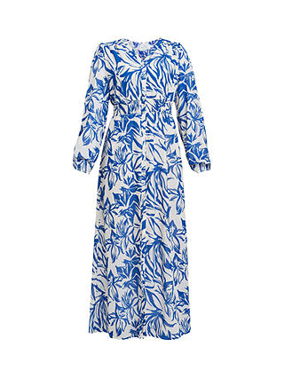 Gina Bacconi Judy Button Front Floral Maxi Dress, Blue/White