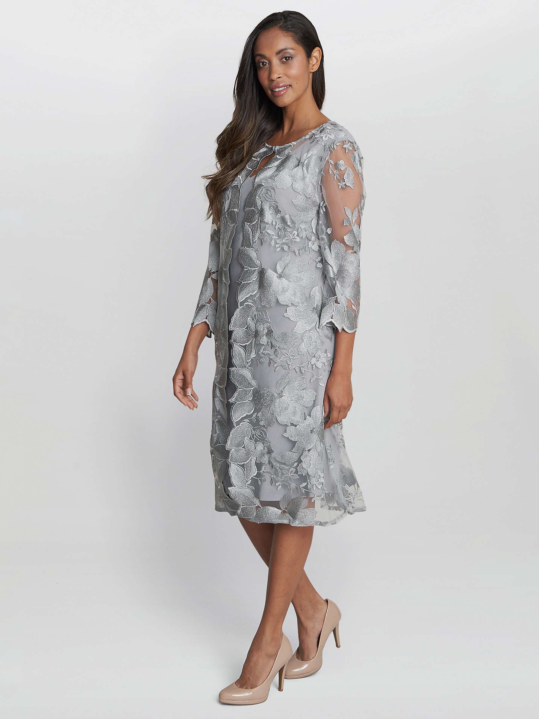 Buy Gina Bacconi Petite Leila Lace Mock Jacket Dress, Dove Online at johnlewis.com