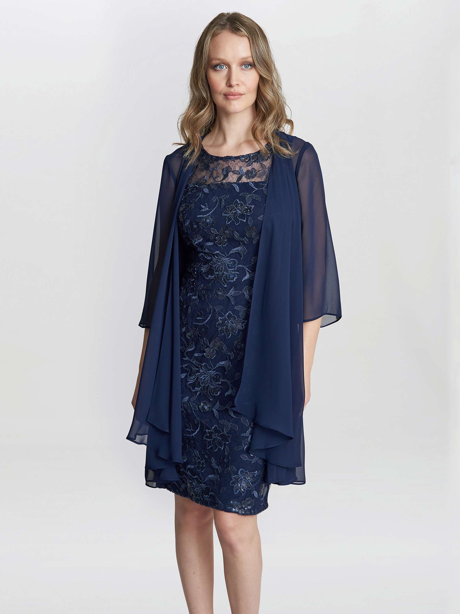 Buy Gina Bacconi Petite Marla Embroidered Dress, Navy Online at johnlewis.com