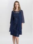 Gina Bacconi Petite Marla Embroidered Dress, Navy