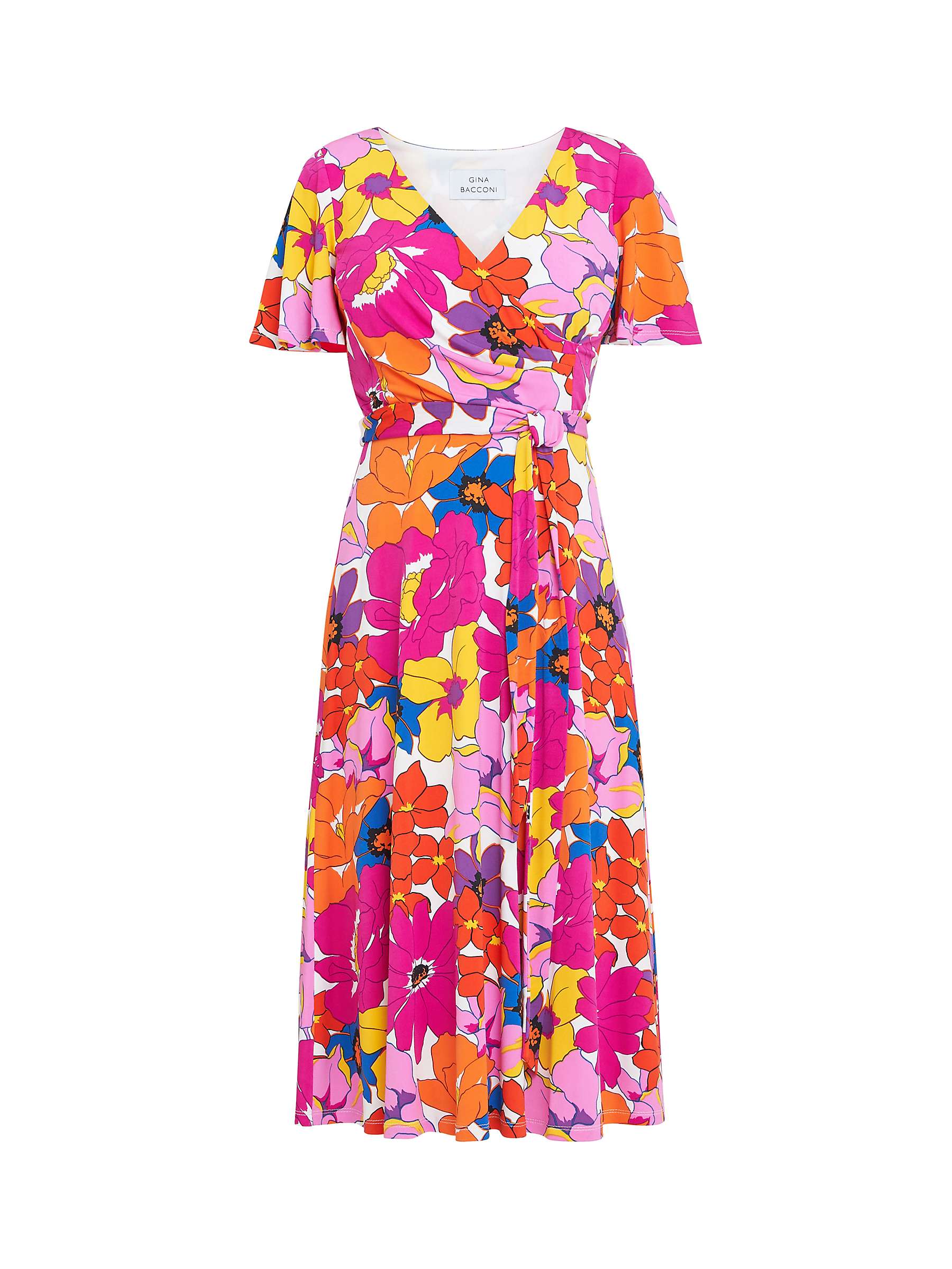 Buy Gina Bacconi Ellie Fit And Flare Midi Dress, Pink/Orange Online at johnlewis.com
