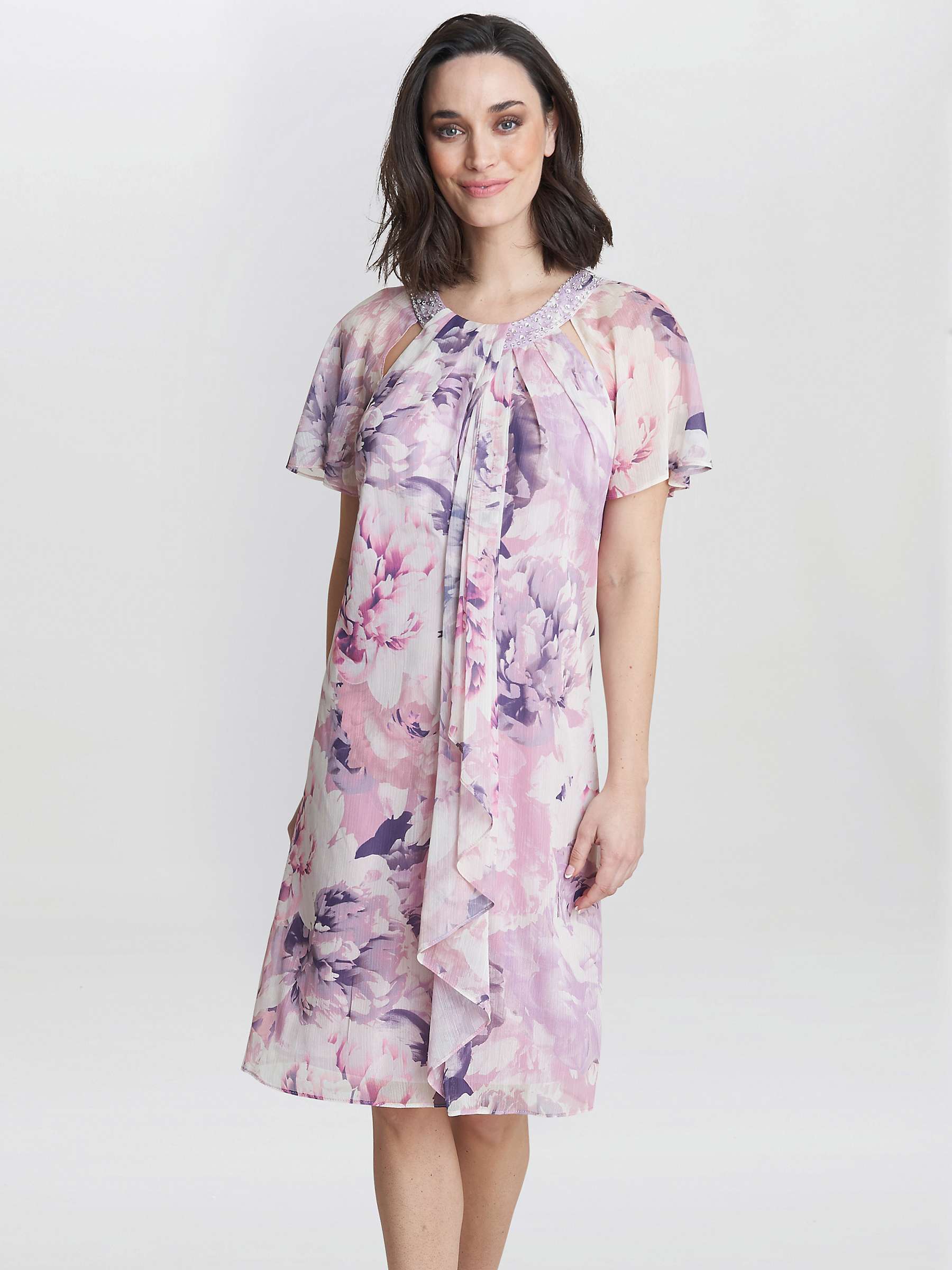 Buy Gina Bacconi Erika Embellished Knee Length Dress, Lilac/Multi Online at johnlewis.com