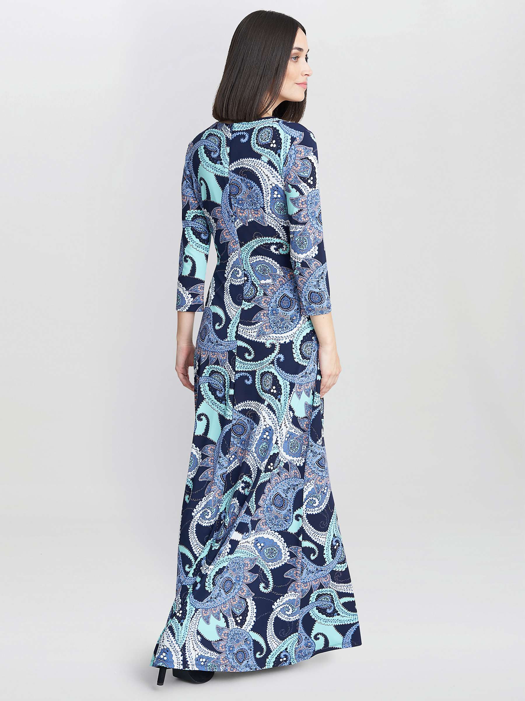 Buy Gina Bacconi Danielle Jersey Wrap Maxi Dress, Navy/Green Online at johnlewis.com