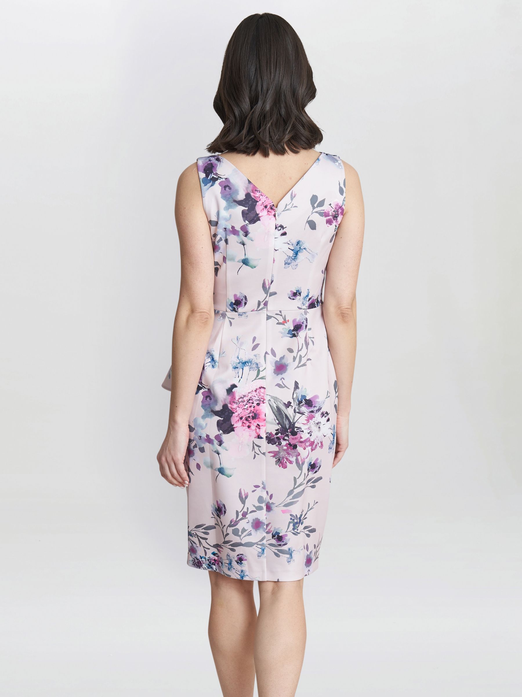 Gina Bacconi Petite Evelina Floral Print Knee Length Dress, Blush/Multi, 12