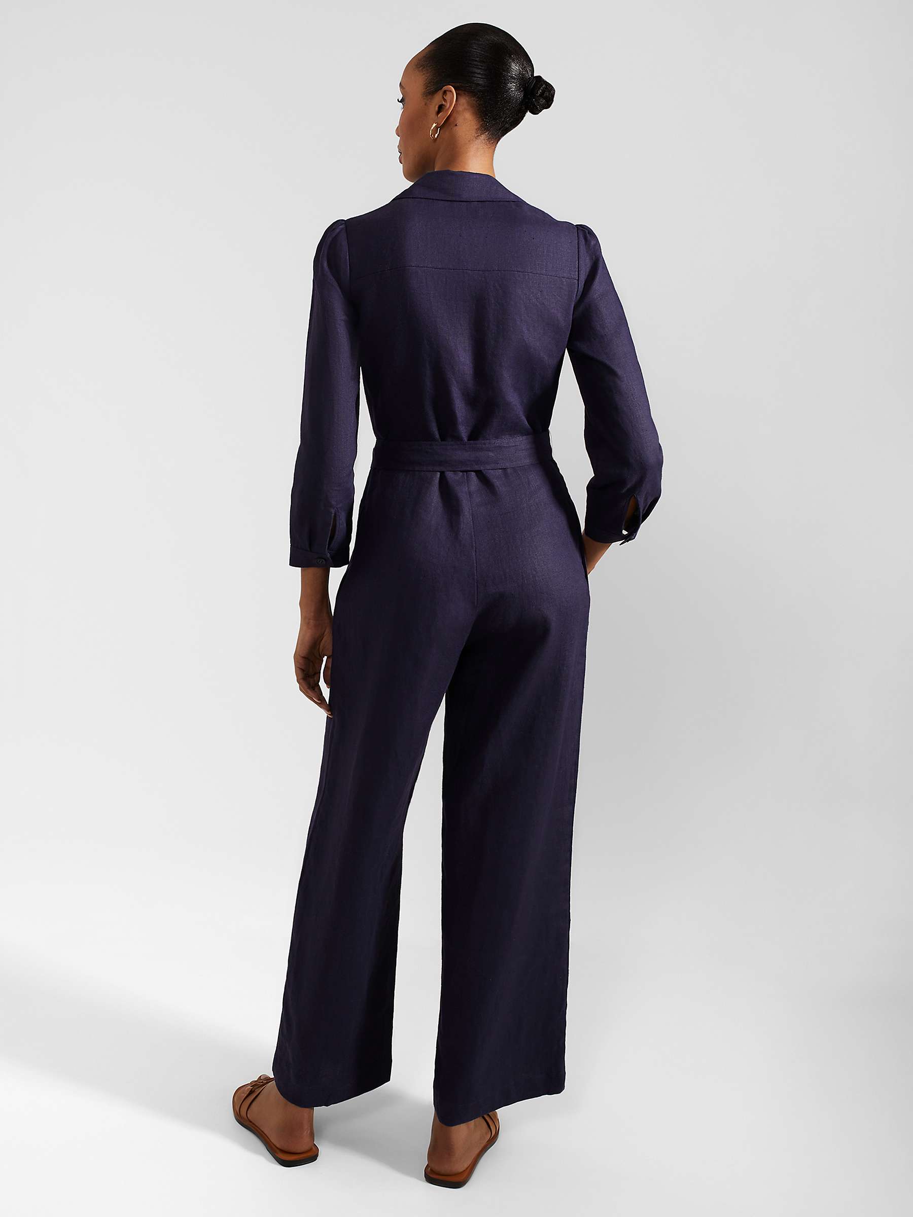 Buy Hobbs Ceira Linen Jumpsuit, True Navy Online at johnlewis.com