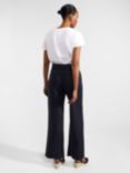 Hobbs Petite Lynn Tailored Linen Wide Leg Trousers, Navy