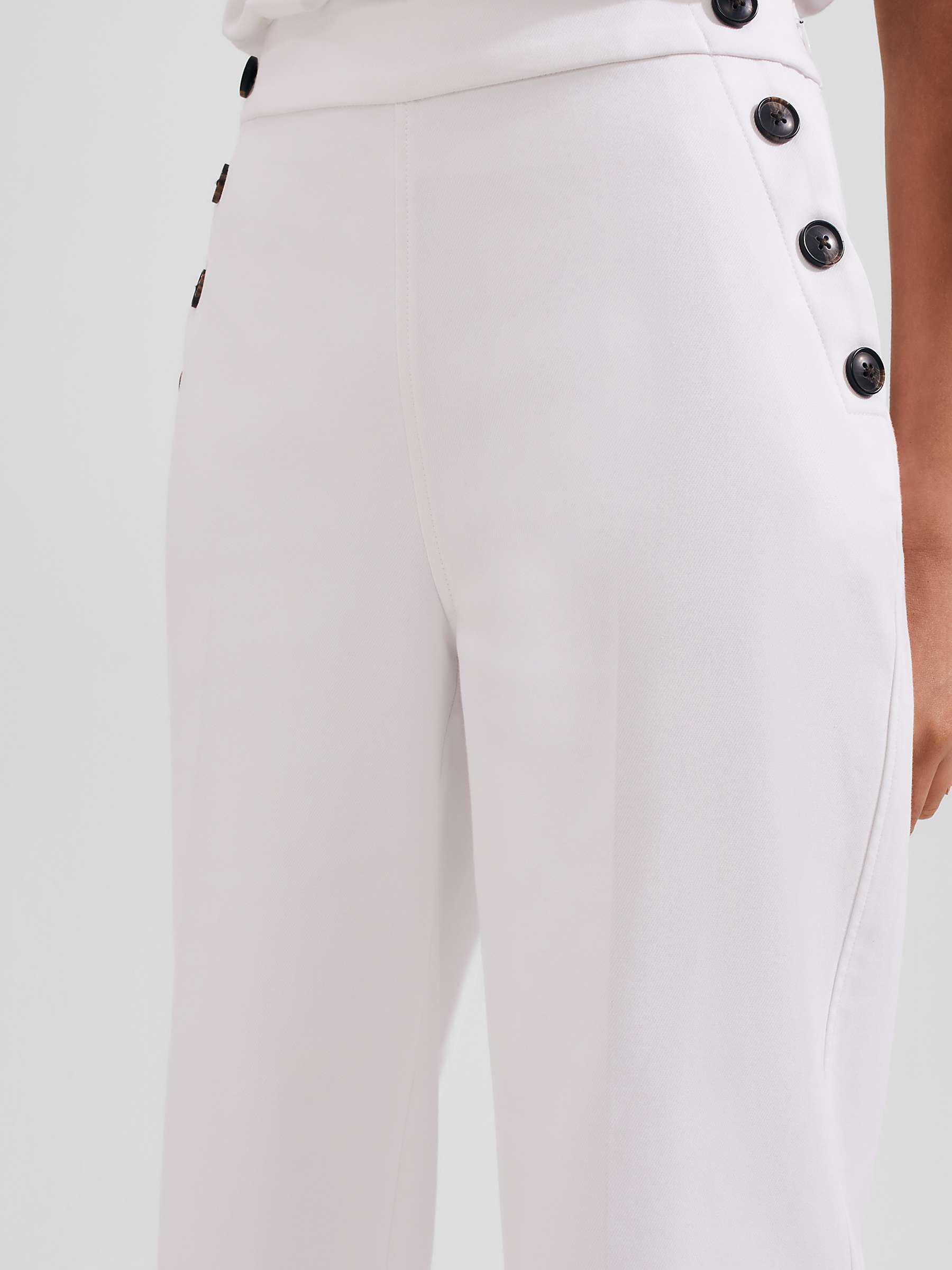 Buy Hobbs Petite Simone Button Detail Trousers, White Online at johnlewis.com