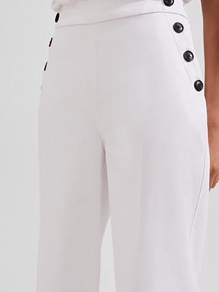 Hobbs Petite Simone Button Detail Trousers, White