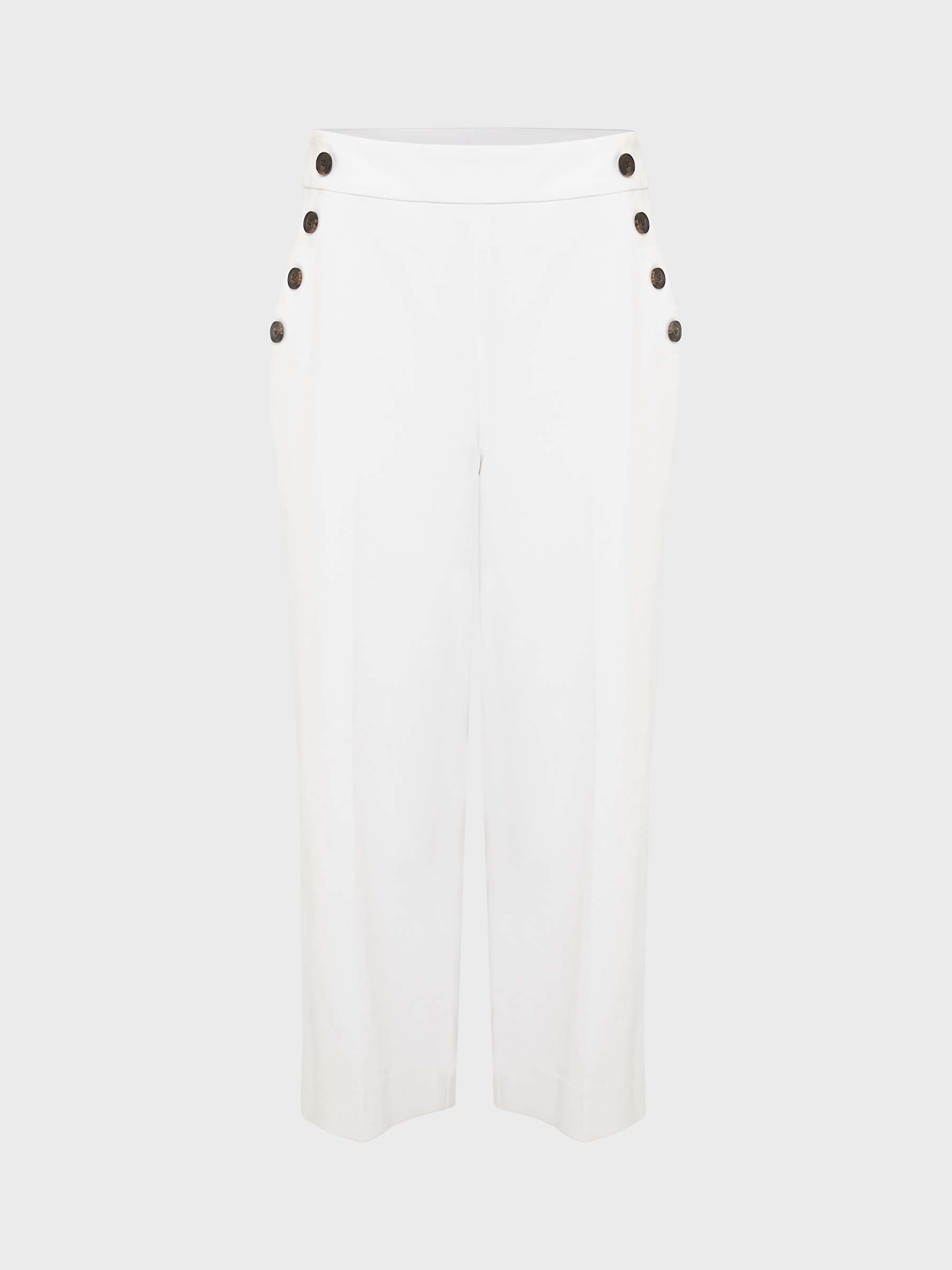Buy Hobbs Petite Simone Button Detail Trousers, White Online at johnlewis.com