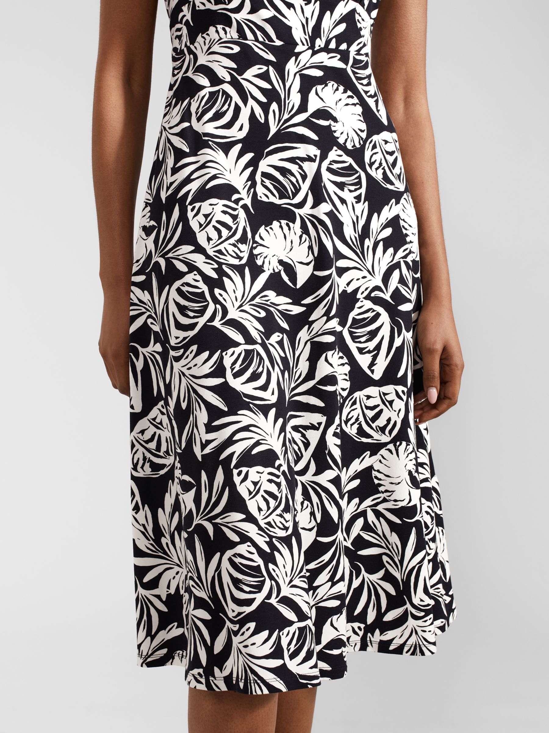 Hobbs Marylise Seashell Print Jersey Midi Dress, Navy/Ivory, 12