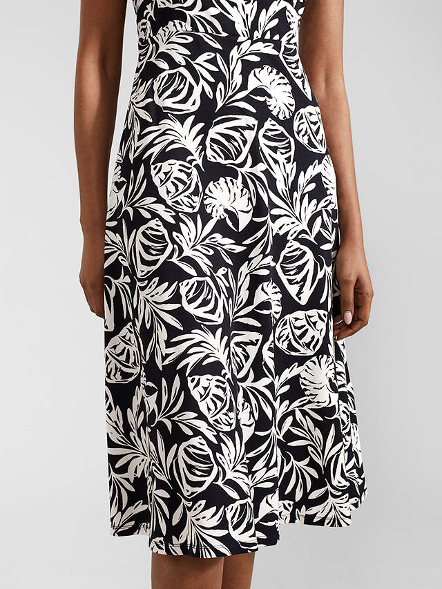 Hobbs Marylise Seashell Print Jersey Midi Dress, Navy/Ivory