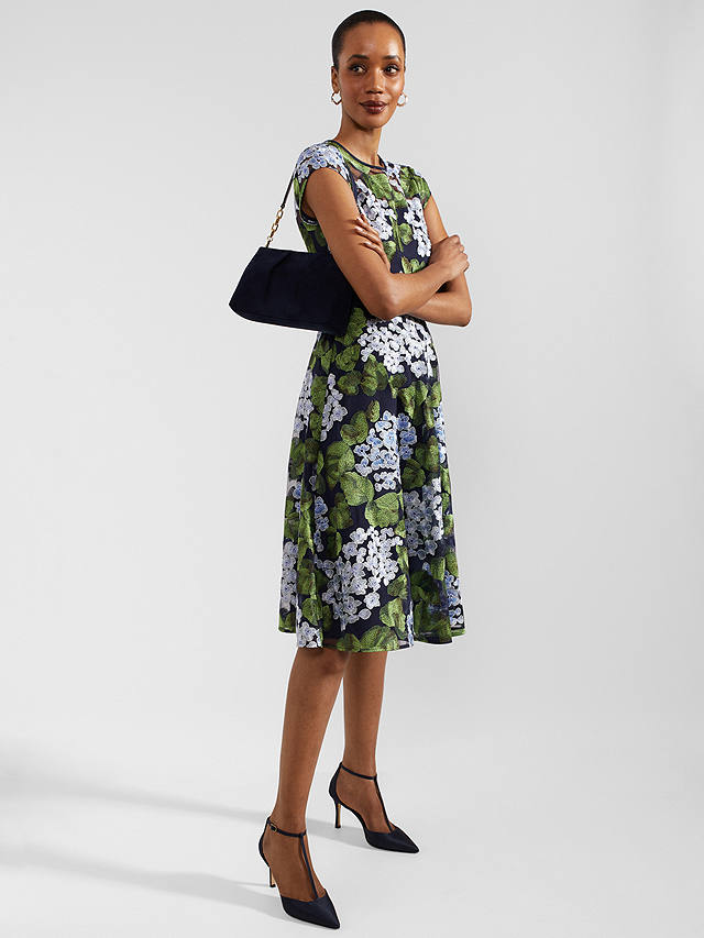Hobbs Tia Floral Embroidery Dress, Navy/Multi