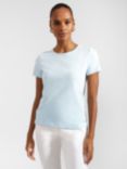 Hobbs Pixie Plain Cotton T-Shirt, Mineral Blue