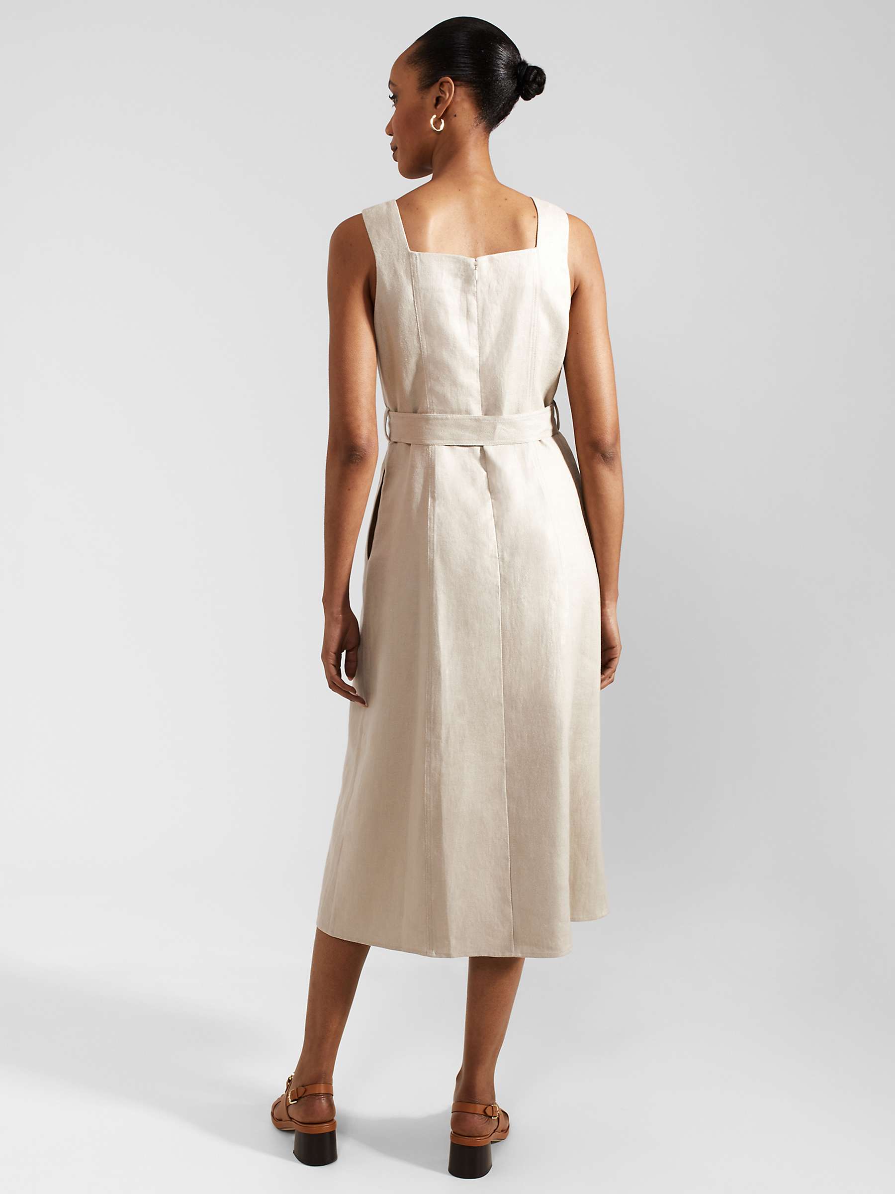 Buy Hobbs Roberta Linen Midi Dress, Neutral Online at johnlewis.com