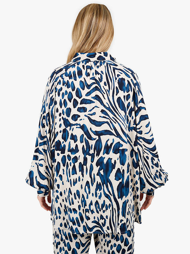 Tutti & Co Praise Abstract Print Oversized Shirt, Blue/Multi