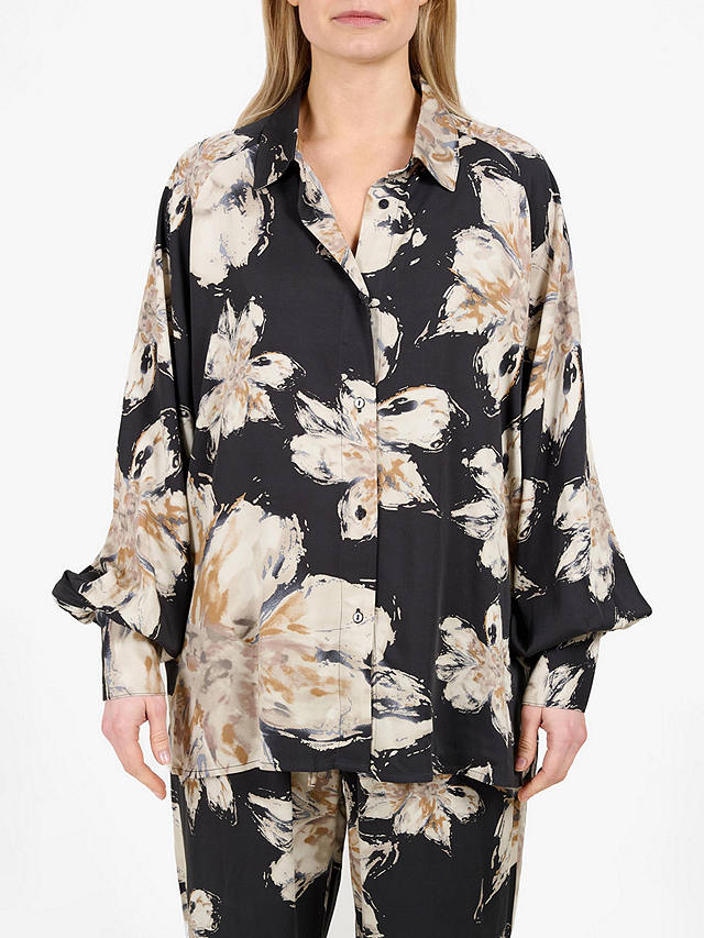 Tutti & Co Grove Floral Print Oversized Shirt, Black/Multi