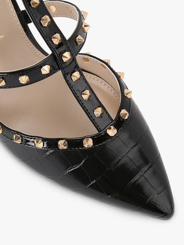 Carvela Samba Croc Effect Studded Open Back Court Shoes, Black