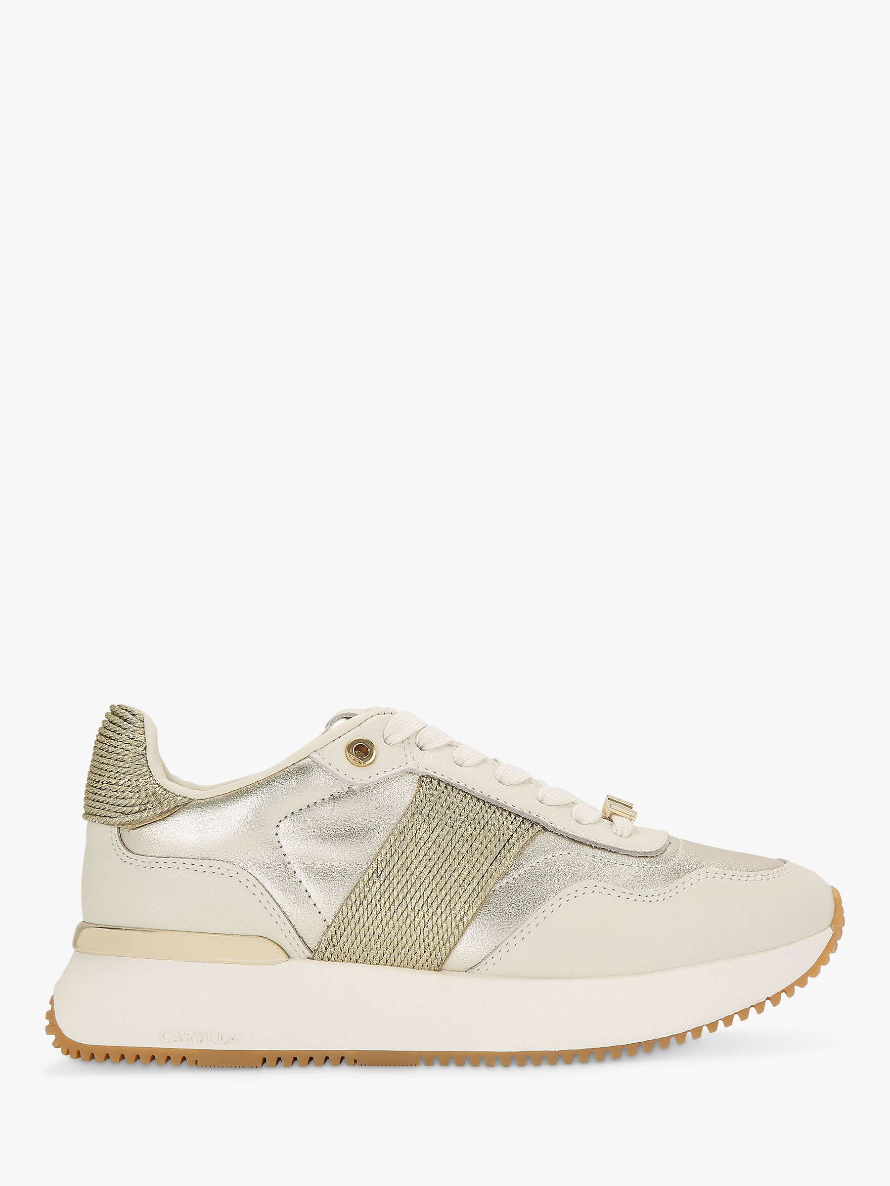 Buy Carvela Flare Gala Leather Trainers, Gold Online at johnlewis.com