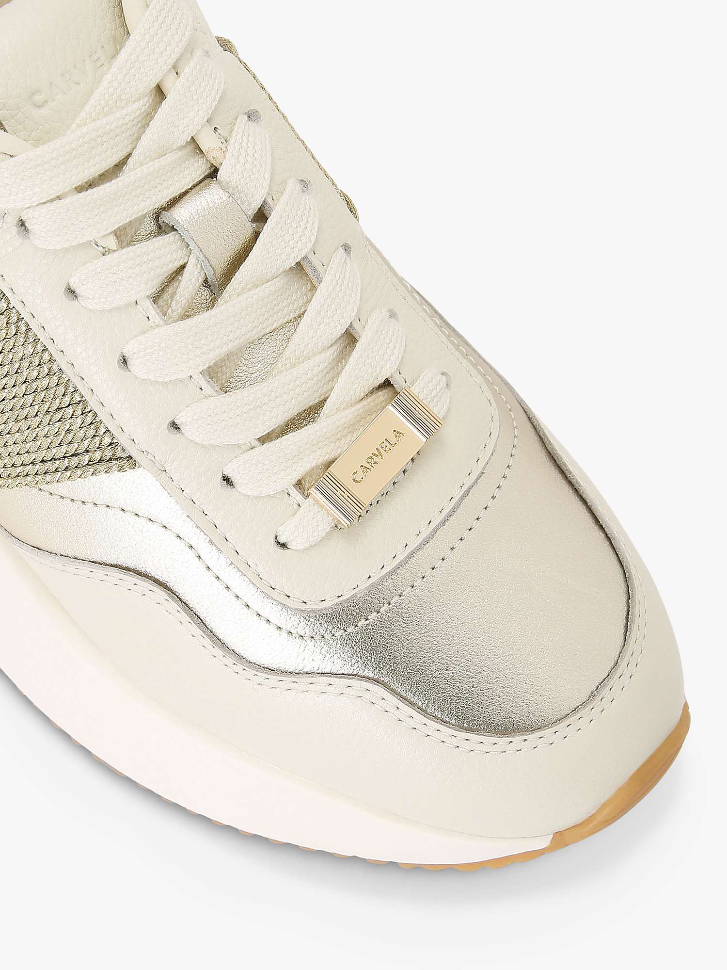 Buy Carvela Flare Gala Leather Trainers, Gold Online at johnlewis.com