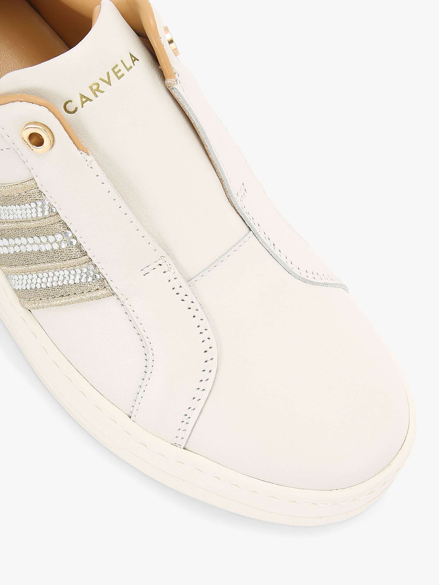 Buy Carvela Connected Embellished Slip-On Trainers, White/Multi Online at johnlewis.com