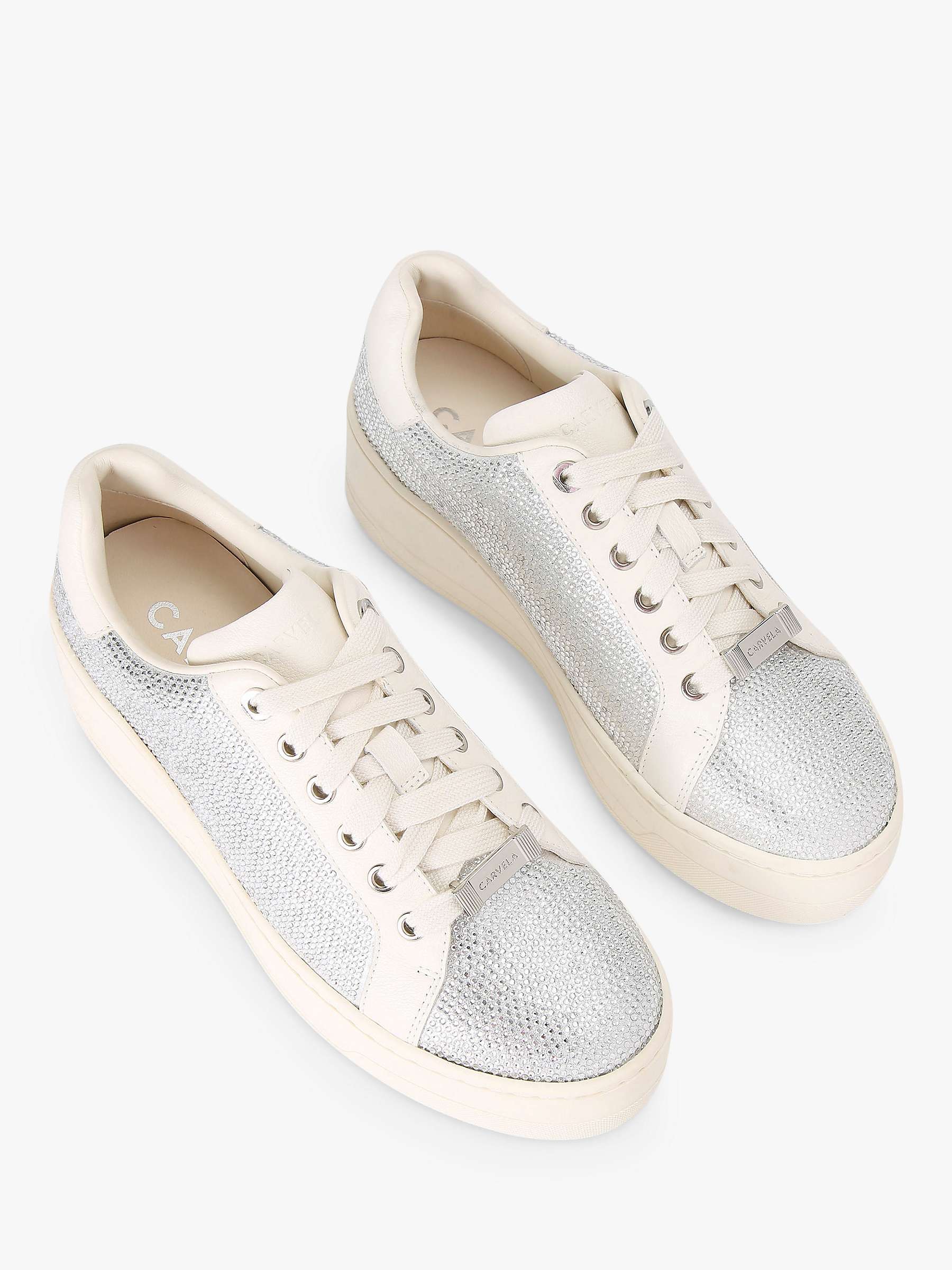 Buy Carvela Connected Jewel Chunky Trainers, Silver Online at johnlewis.com