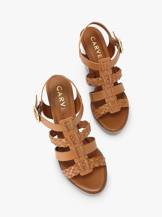 Carvela Comfort Krill Leather Platform Sandals, Tan