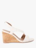 Carvela Symmetry Leather Wedge Heel Sandals, Natural Putty
