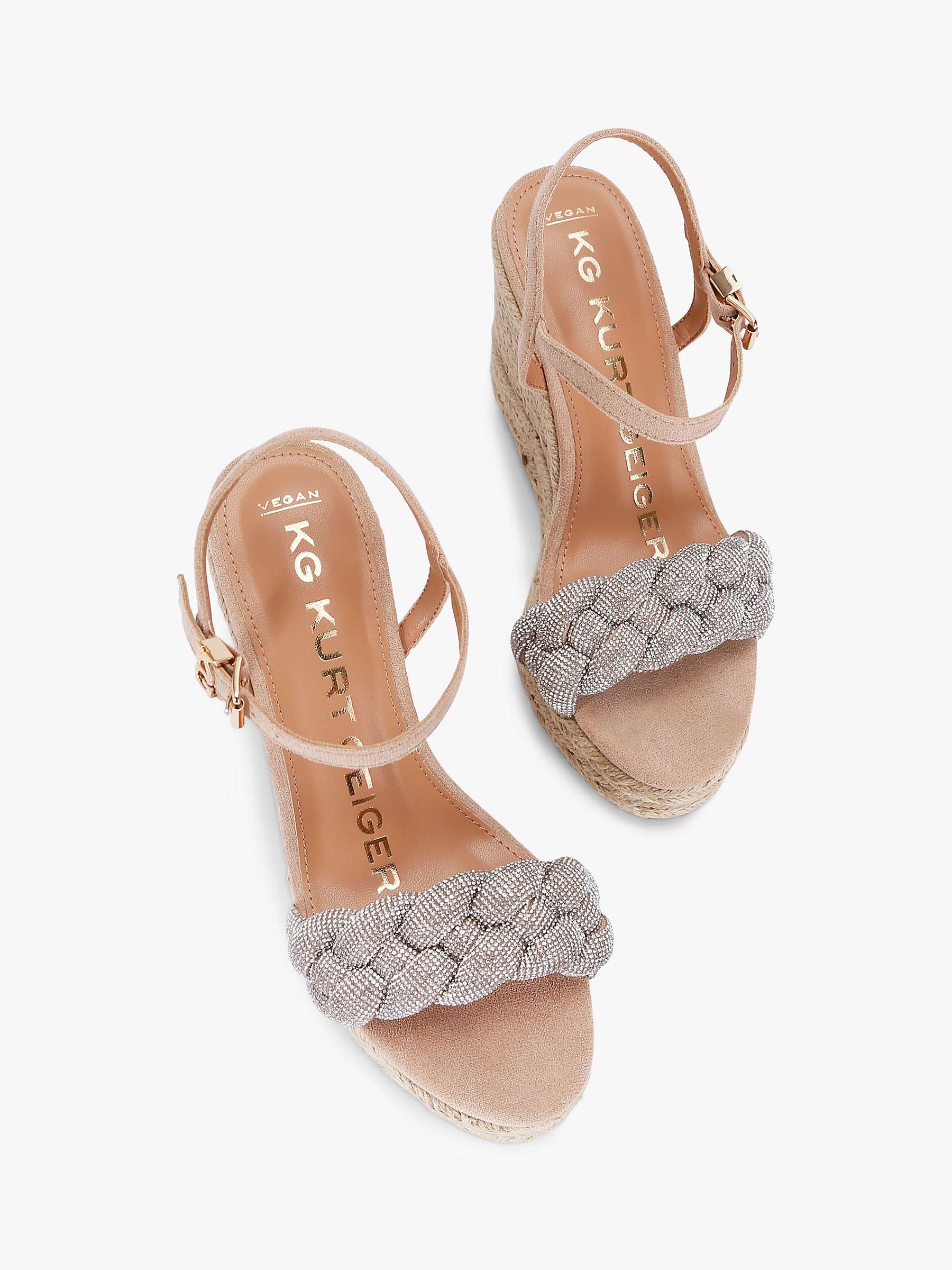 Buy KG Kurt Geiger Sadie Embellished Strap Wedge Sandals, Blush Online at johnlewis.com
