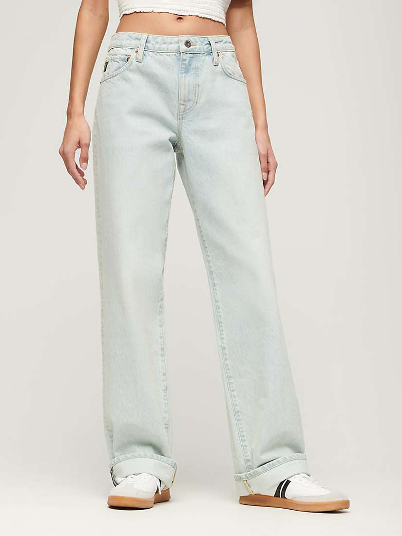 Buy Superdry Organic Cotton Mid Rise Wide Leg Jeans, Williamsburg Blue Online at johnlewis.com
