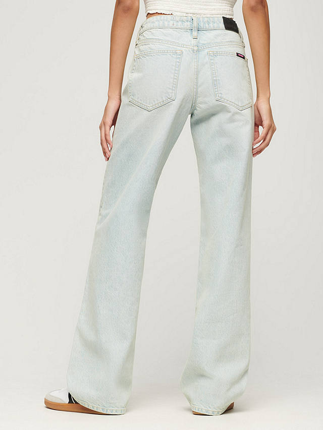 Superdry Organic Cotton Mid Rise Wide Leg Jeans, Williamsburg Blue