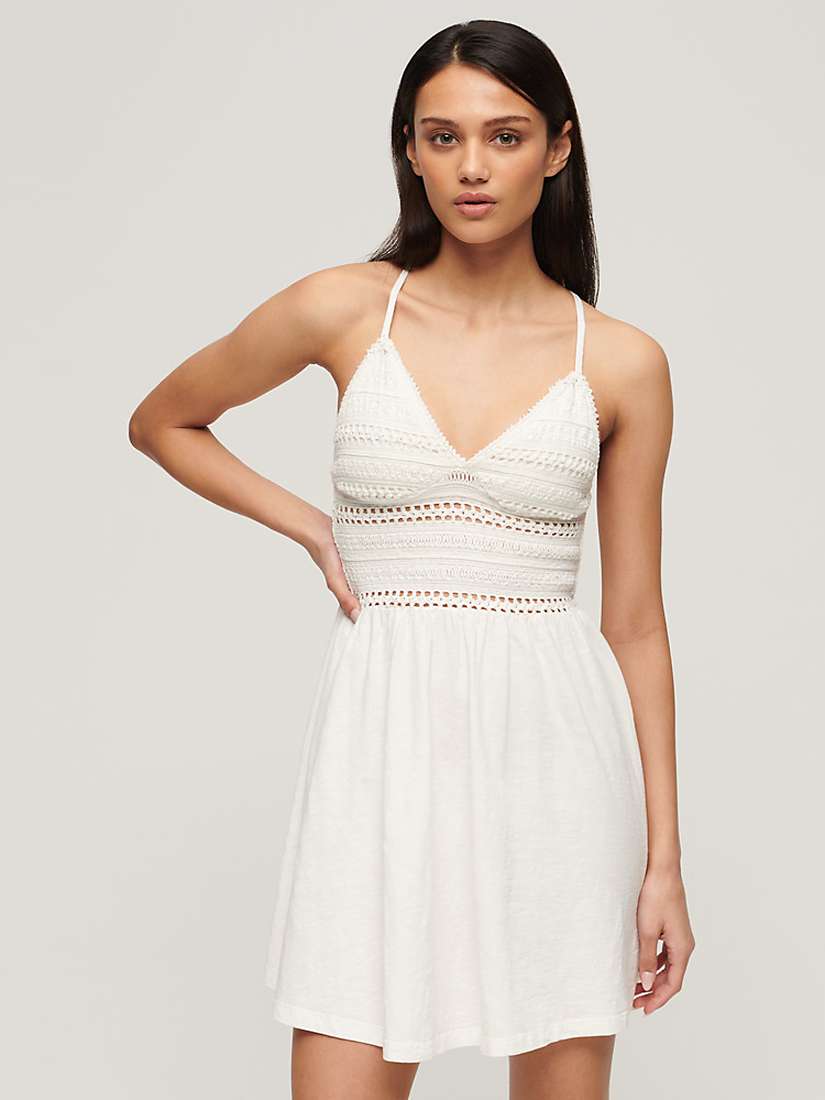 Buy Superdry Jersey Lace Mini Dress, Off White Online at johnlewis.com