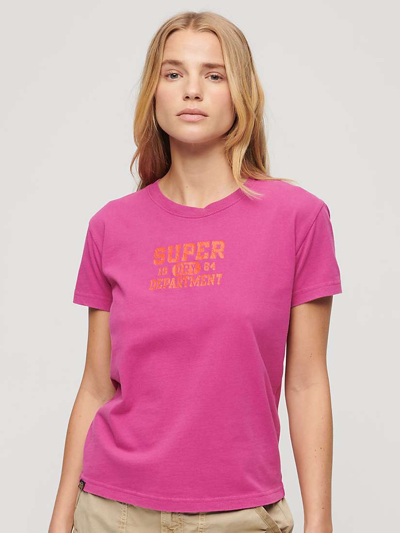 Buy Superdry Super Athletics Fitted T-Shirt, Baton Rouge Purple Online at johnlewis.com
