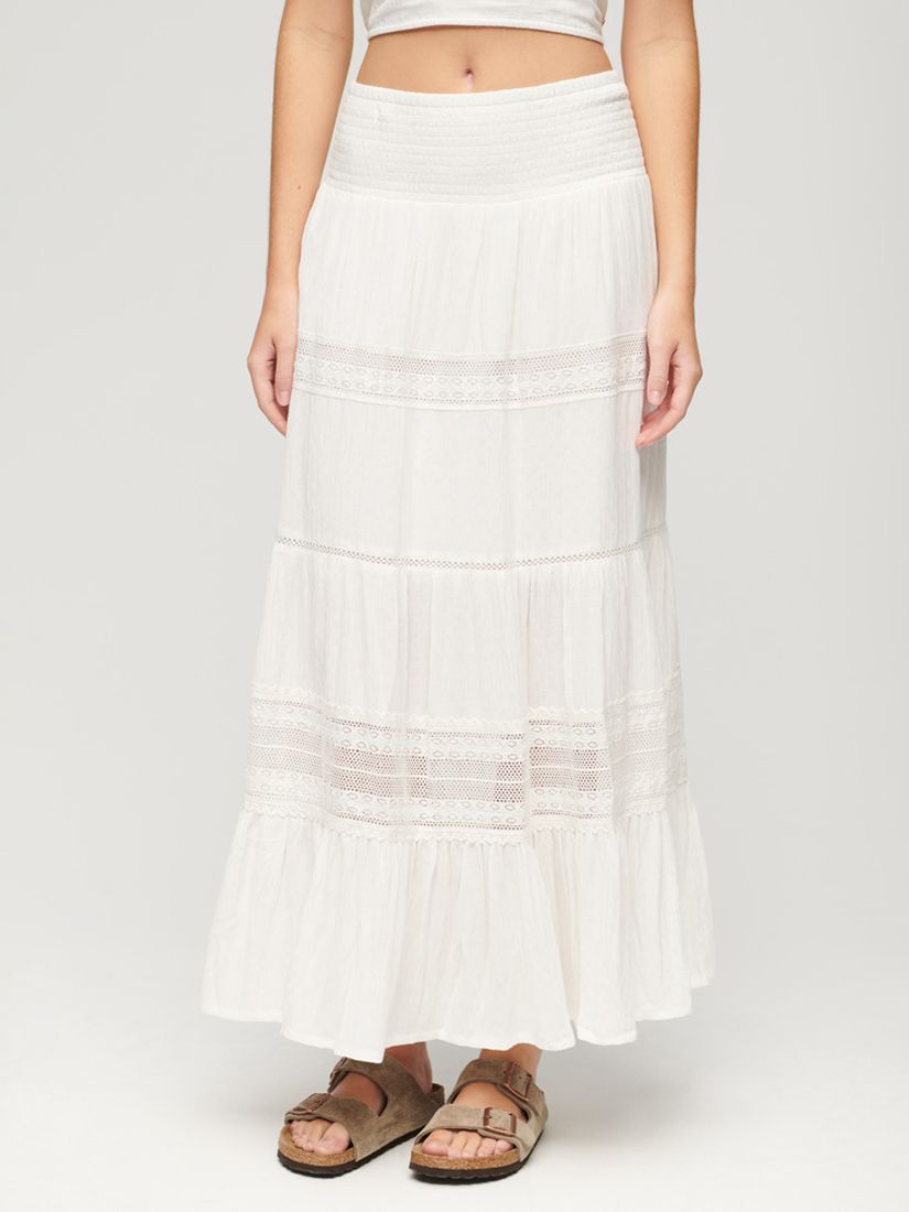 Buy Superdry Ibiza Maxi Skirt, Off White Online at johnlewis.com
