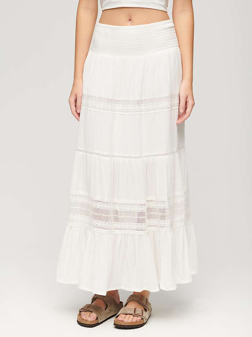 Buy Superdry Ibiza Maxi Skirt, Off White Online at johnlewis.com